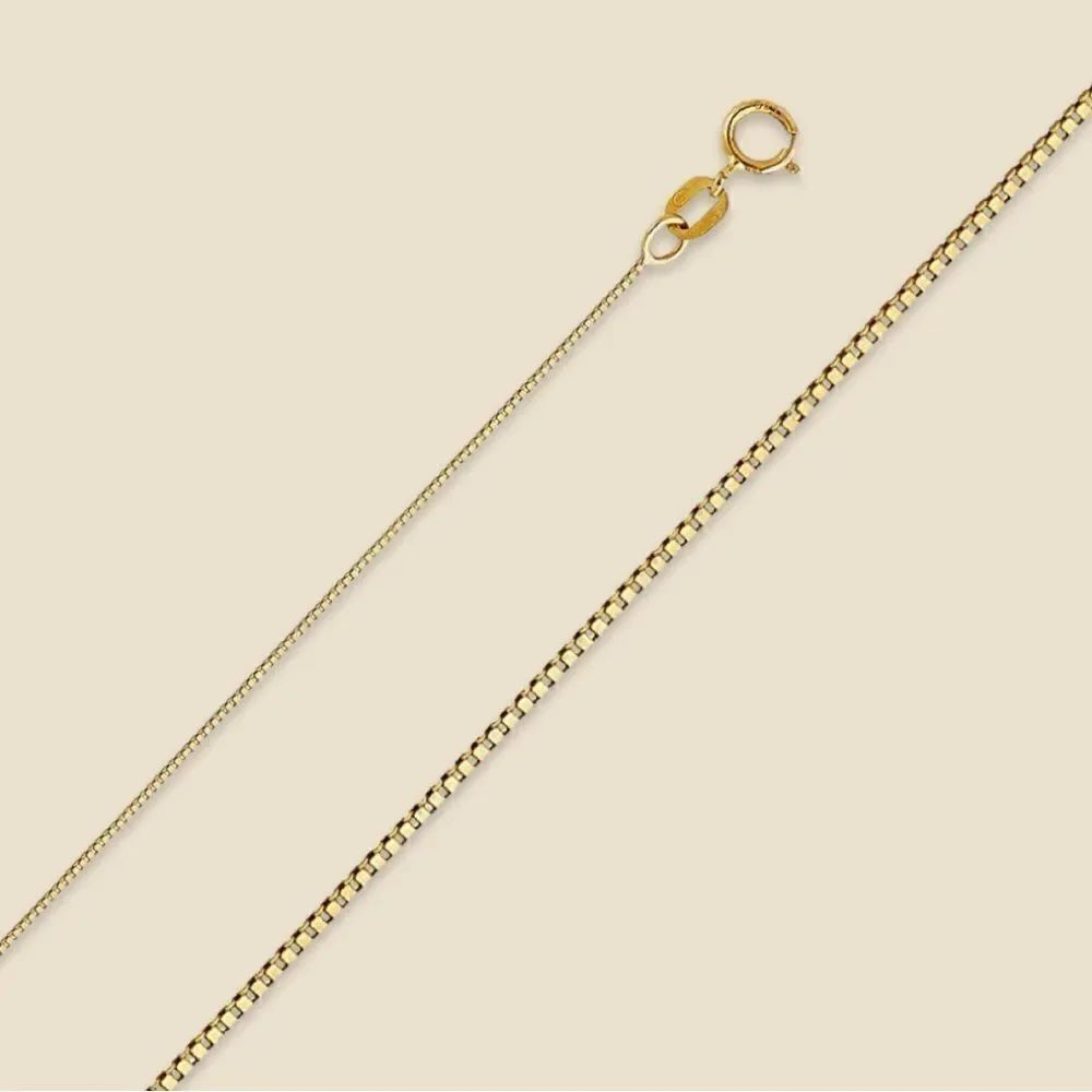 14k Solid Gold Box chain | 0.6 mm thick | 22” long Real Gold chain | Gift |